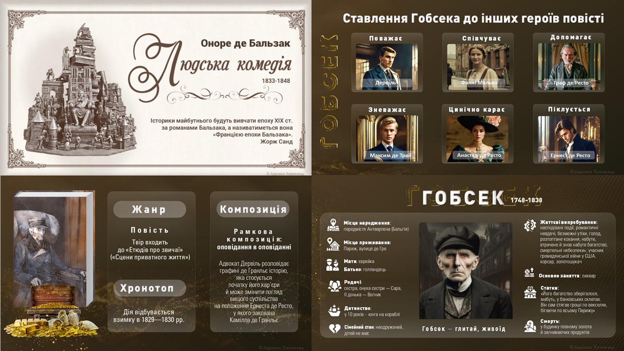 О. де Бальзак "Людська комедія". Таблиці